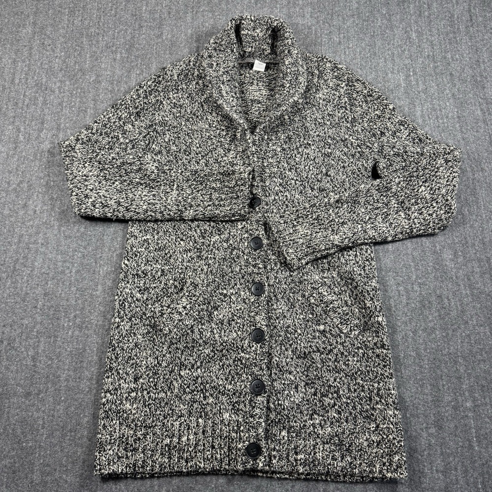 J.Crew Men's L Wool Blend Shawl Collar Cardigan Sweater Black Gray Button